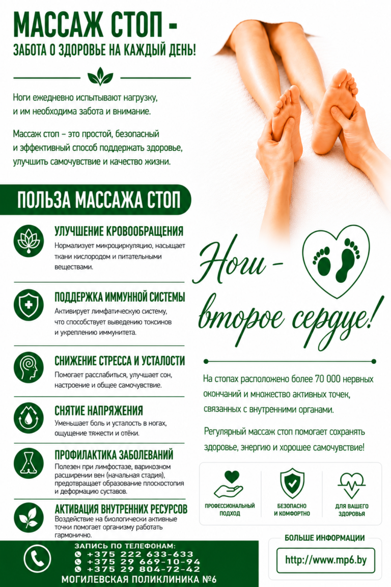 Новая услуга «МАССАЖ СТОП И ГОЛЕНИ»